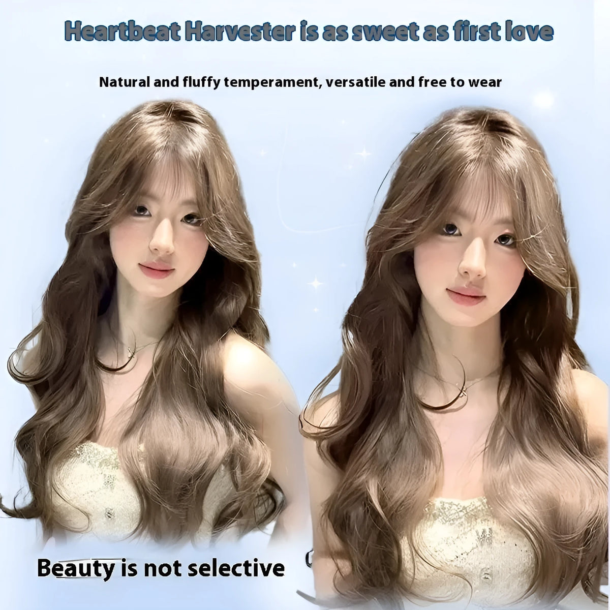 Long curly hazelnut grey brown big wave wig with five piece care set for ladies daily wear