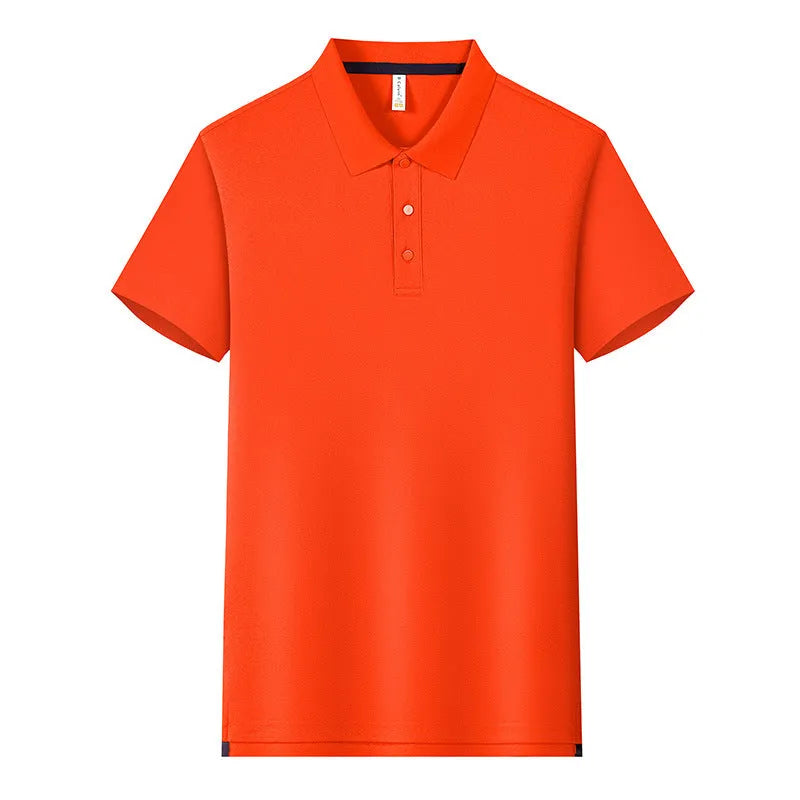 190g Tianshu cotton blend solid colour polo shirt in bean green with short sleeves and regular fit
