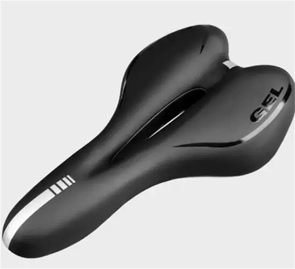 Bicycle saddle with steel spring suspension, PU leather cover, 6mm wrench, and tyre repair patch kit.