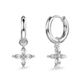 925 silver women's earrings with five flowers and petals on outer circle, electroplated finish
