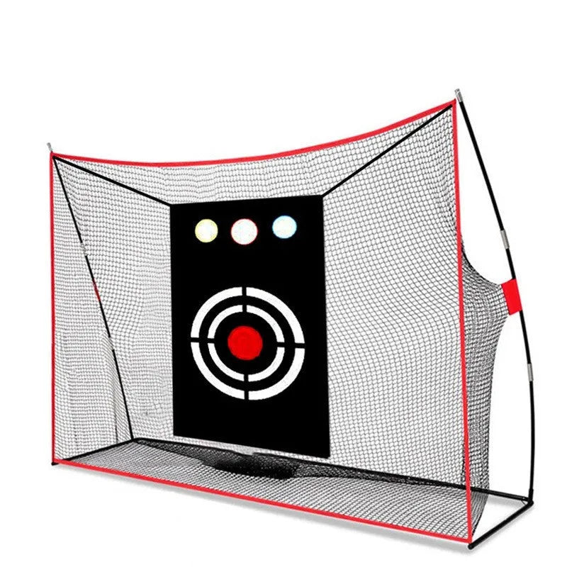 Golf swing wedge training net with 3-hole cross net and 30x60cm straw mat practice kit