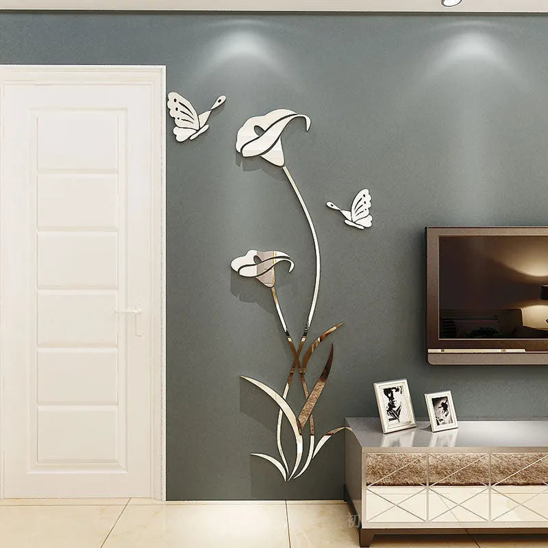 Lily 3D acrylic wall sticker in pink colour showing three-dimensional stereo design