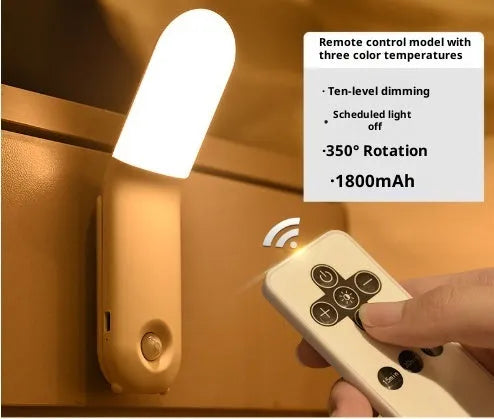 Rechargeable wardrobe aisle light with three-colour adjustment and induction option, geometric stereo shape, single lamp.