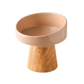 Ceramic pet bowl for cats and small dogs in beige, green, khaki, or yellow, elevated design