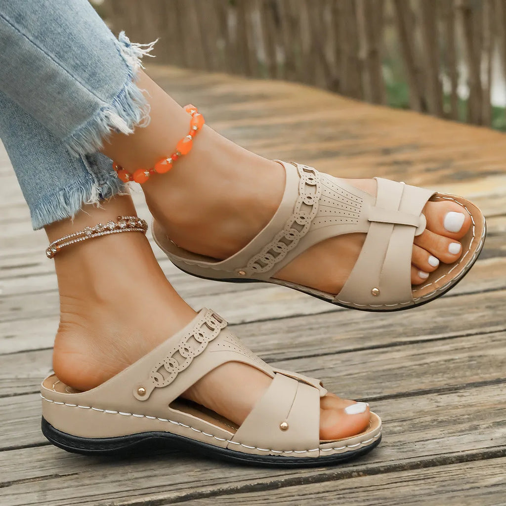 Personalised Roman-style slippers with slope heel design in multiple colour options