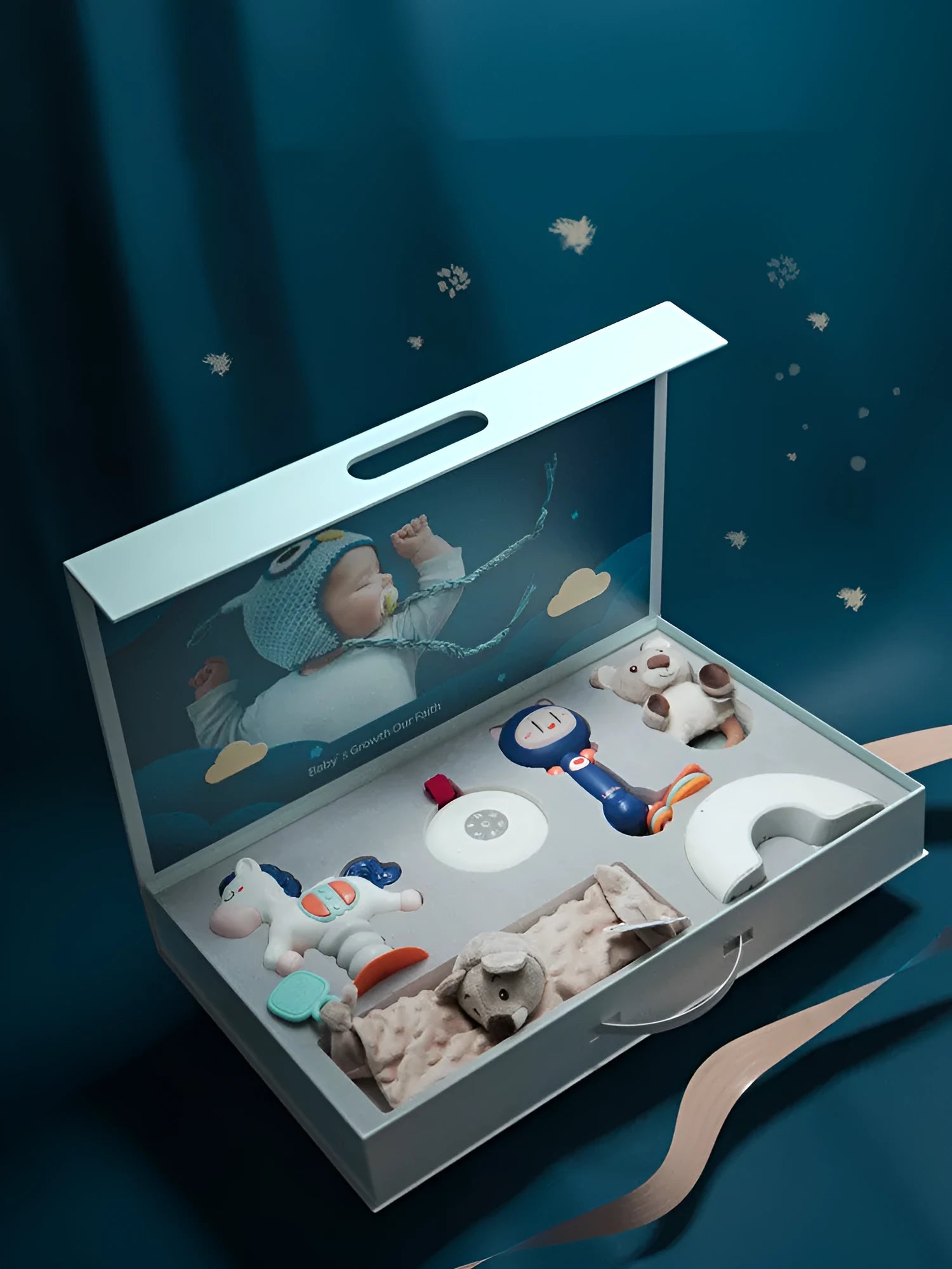 Happy Newborn full moon gift baby toddler birth toy gift set in luxury gift box
