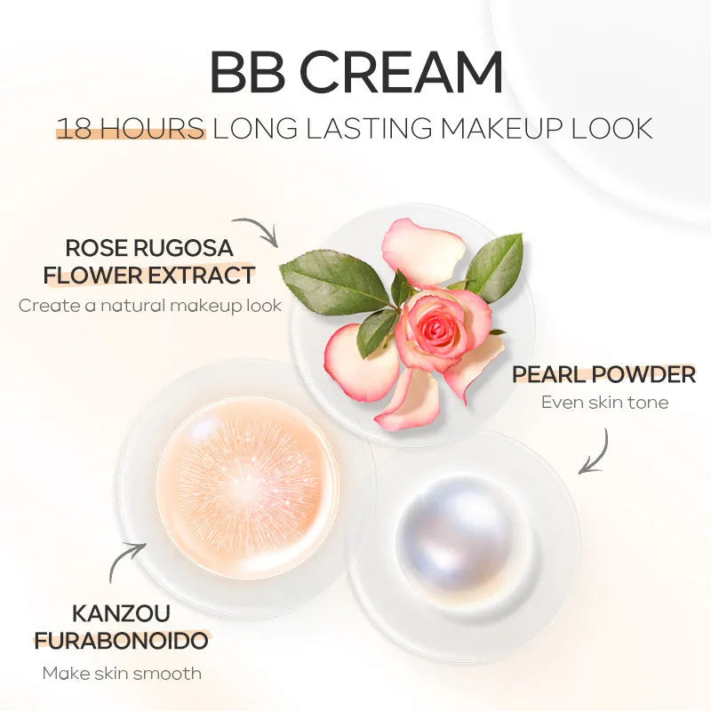 30ml BB cream tube in natural finish showing nine shade options from ivory white to brown