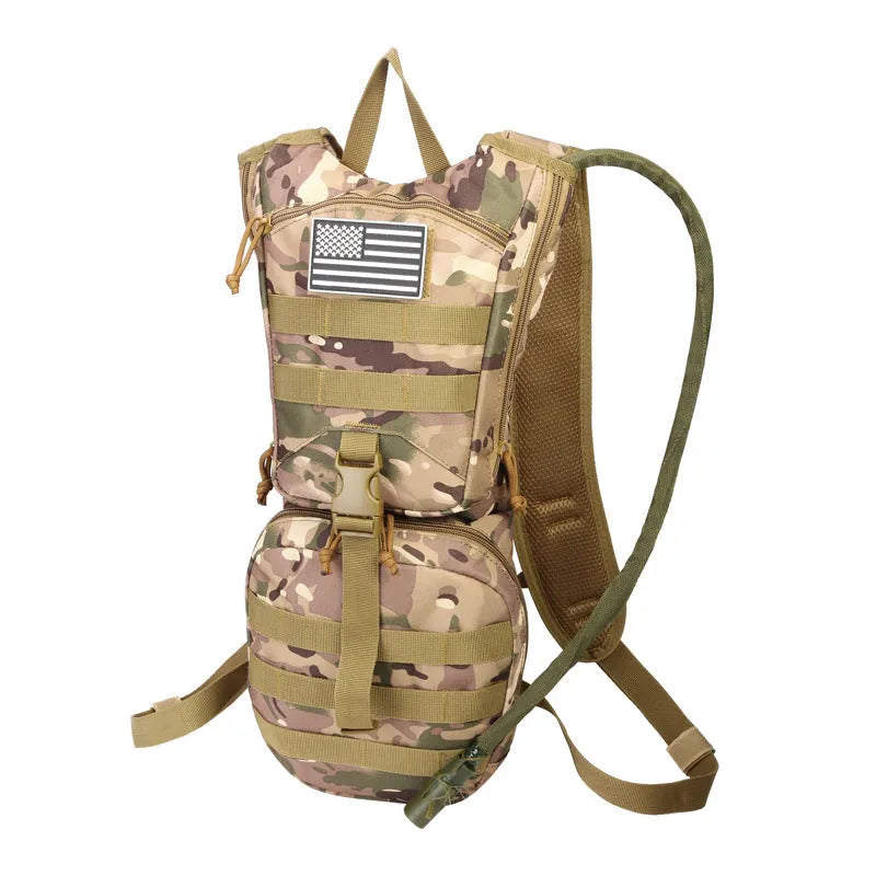 Camouflage pattern tactical cycling water bag with hydration system and storage compartments