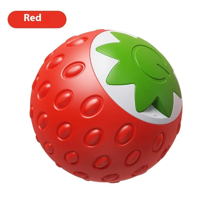 Self-Hi Relieving Stuffy Electric Cat Pet Toy strawberry rolling ball in green colour with ABS silicone surface