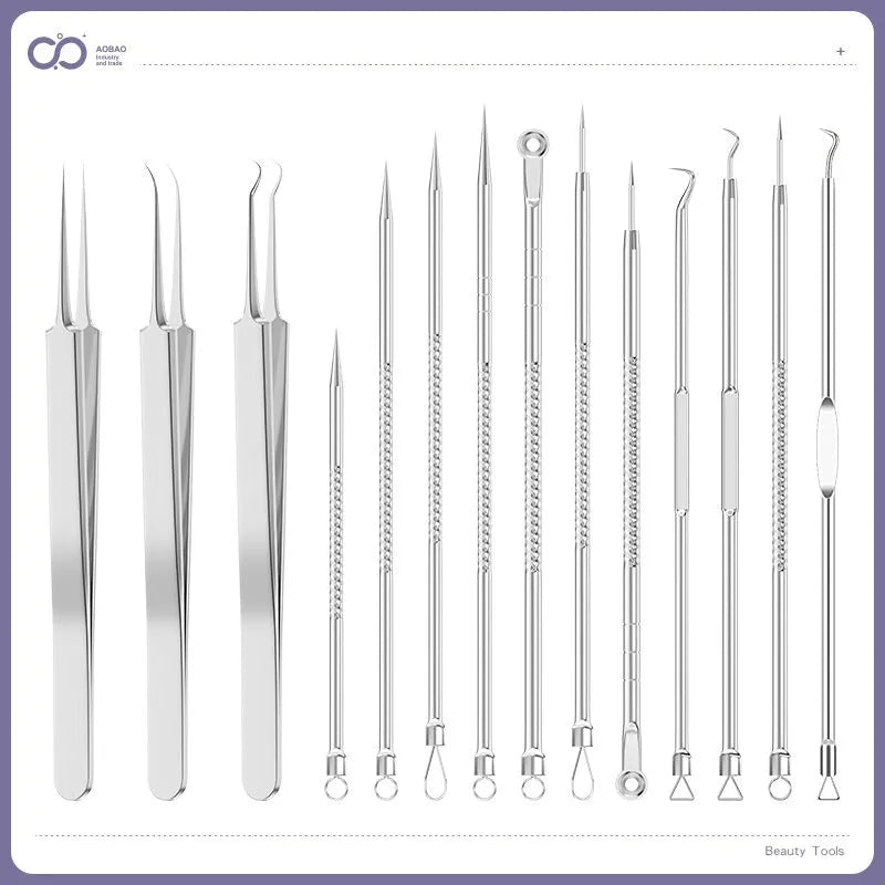 Four metal acne needles with ultra fine points, shown in assorted colours from a 33-option range.