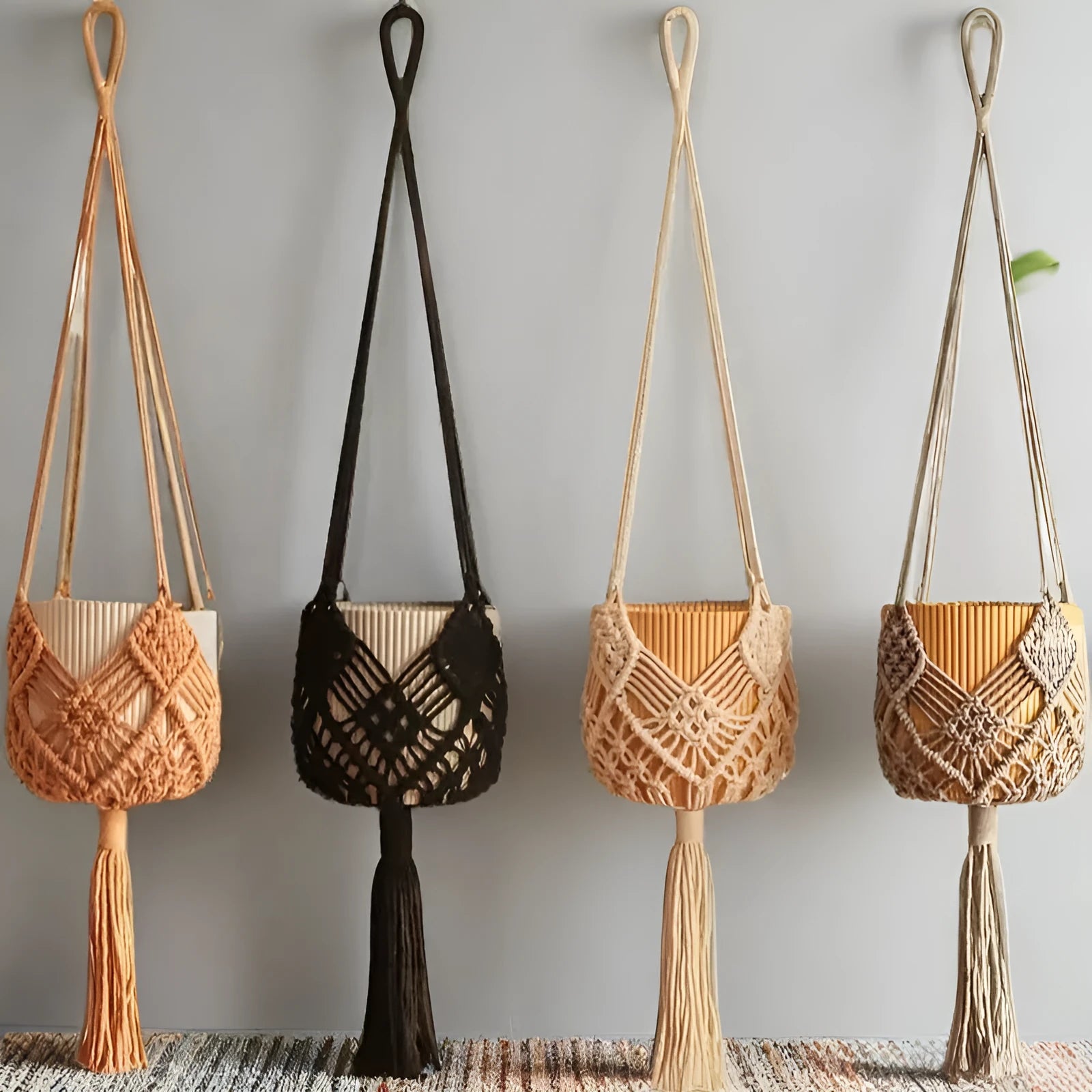 Hand-woven polyester cotton flower pot cover in a choice of seven colours.