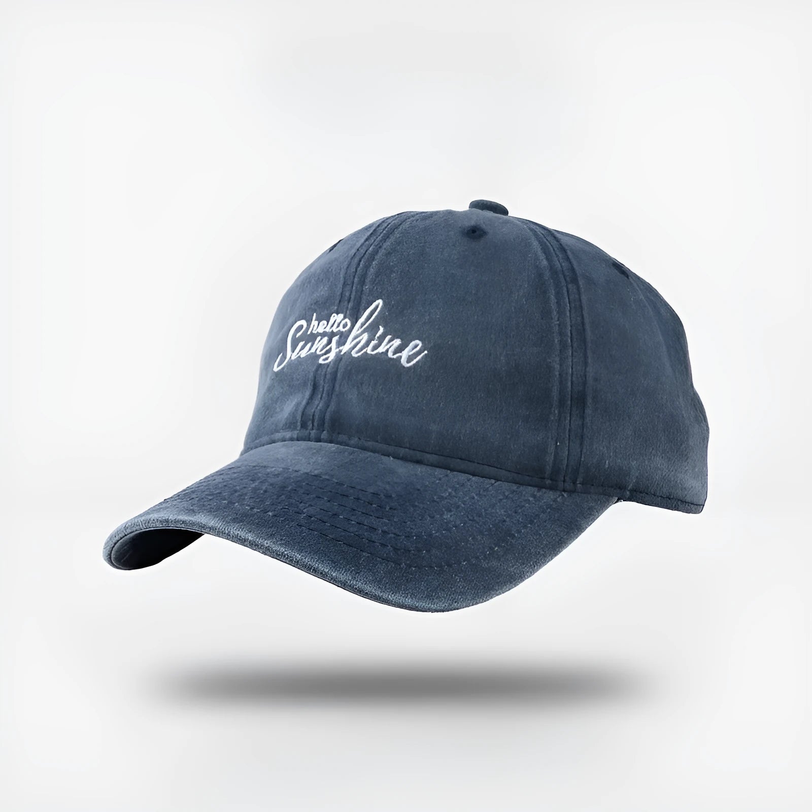 Cotton blend sun protection peaked cap in khaki with embroidered English letters, size M 56-58cm