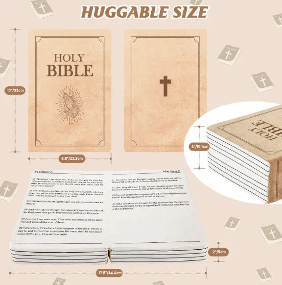 Christmas Bible plush toy doll pillow in solid colour with memory foam fill, 33cm by 22.3cm