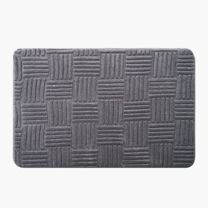Solid colour non-slip floor mat in beige, grey or white, woven polyester, square, 40x60cm to 60x90cm