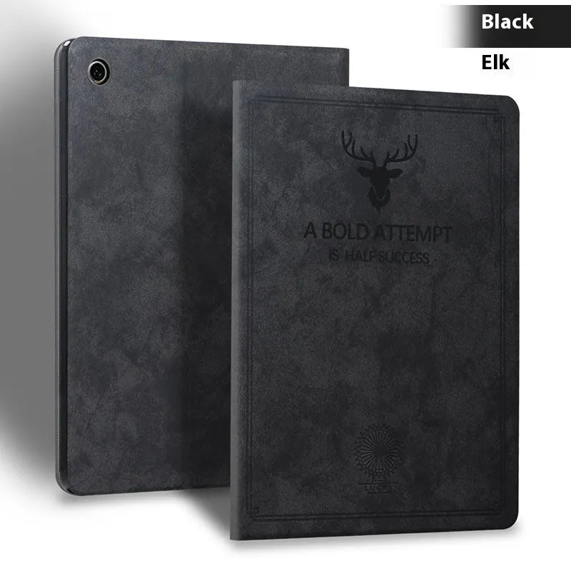 TPU leather iPad protective case with Deer design in clamshell style