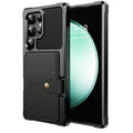 Card-inserting car protective cover for Samsung S23 phone case drop-resistant TPU PC back cover in black