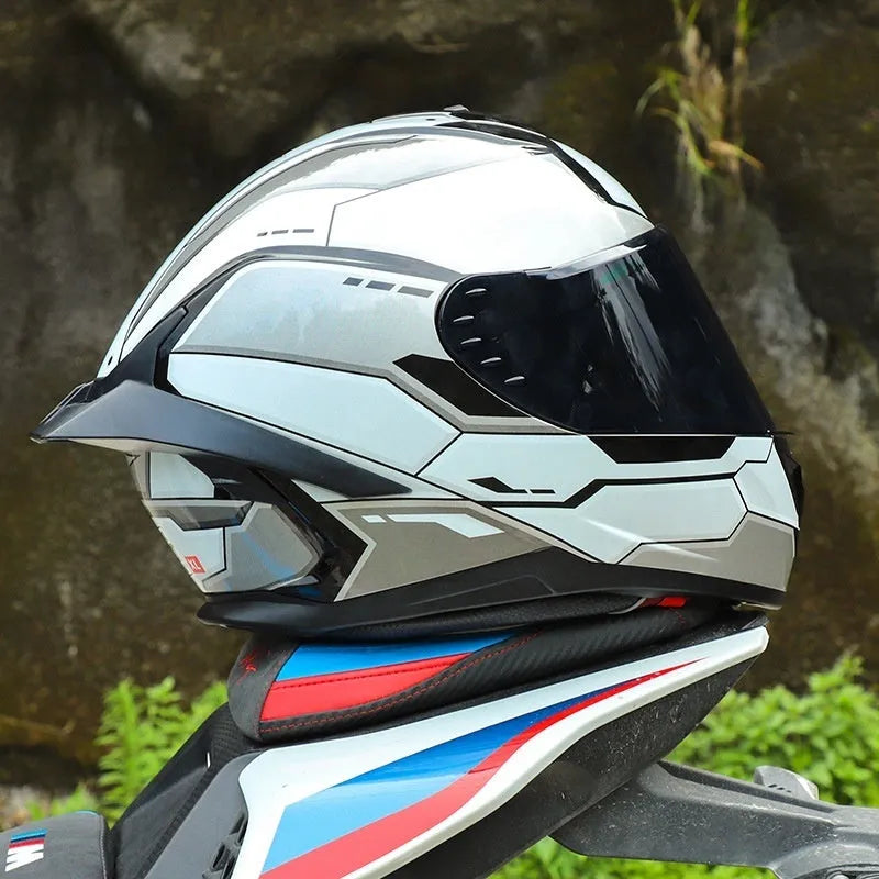 Big tail motorcycle helmet in ABS, shown in a matte black finish with sizes M to XXL