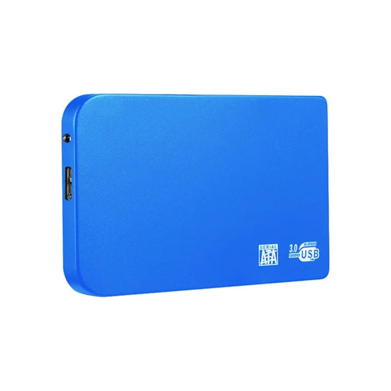 USB 3.0 solid state external hard drive with metal case in black, blue, red, and silver colour options