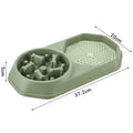 Blue slow feeder dog bowl with maze pattern for anti-gulping, shown with non-slip pads.