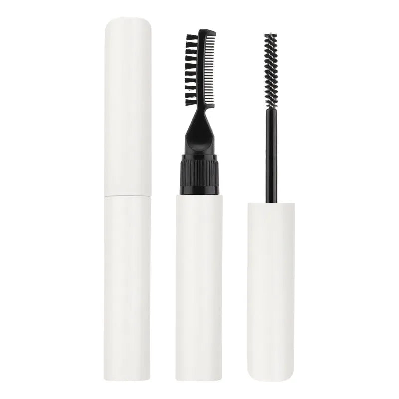 Eyebrow glue with brush applicator for shaping natural eyebrows, available in pink and white transparent formulas