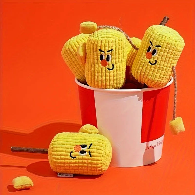 Polio wood corn cob cat chew toy with catnip, 15 cm long.