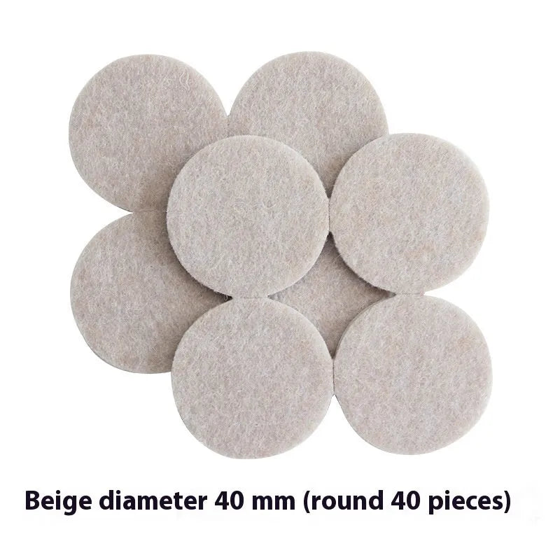 Beige plastic furniture leg stoppers in square and round shapes showing five size options