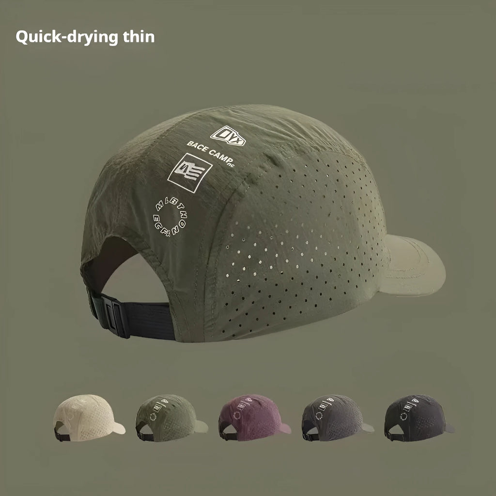 Men's adjustable baseball cap in breathable mesh fabric with dome crown