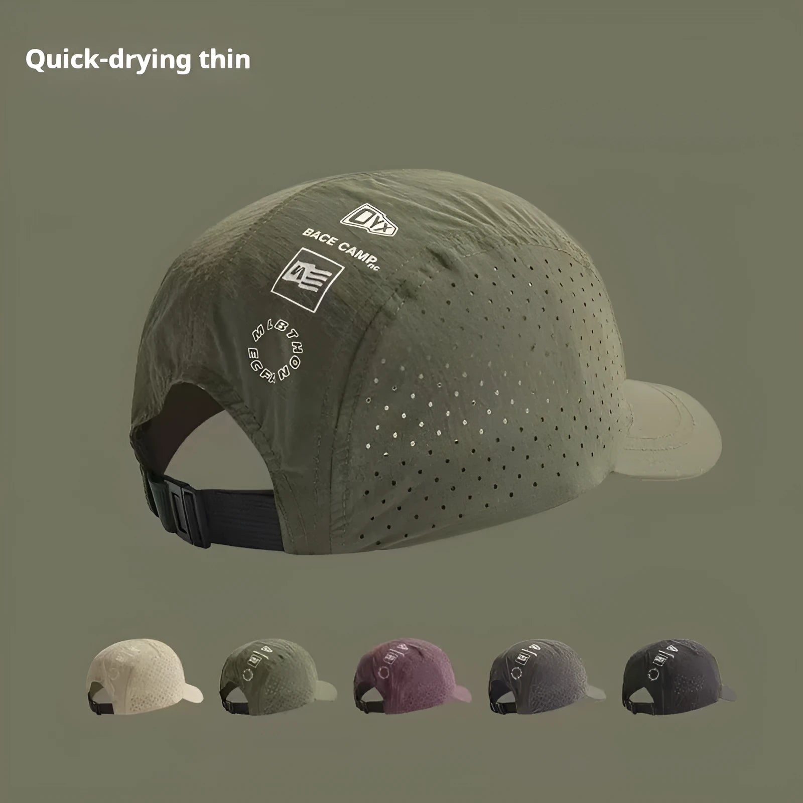 Men's adjustable baseball cap in breathable mesh fabric with dome crown