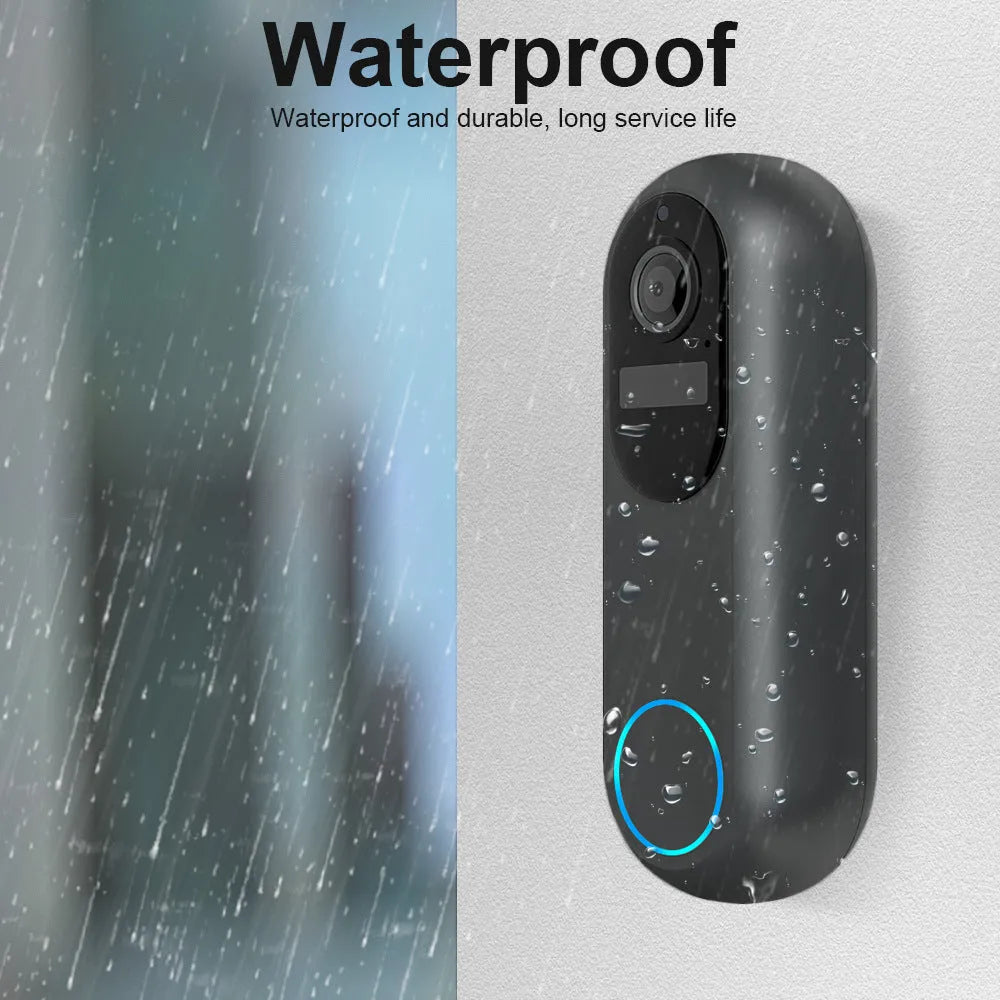Smart visual doorbell intercom with 1080P camera and detachable 5000mAh battery, black or white options.