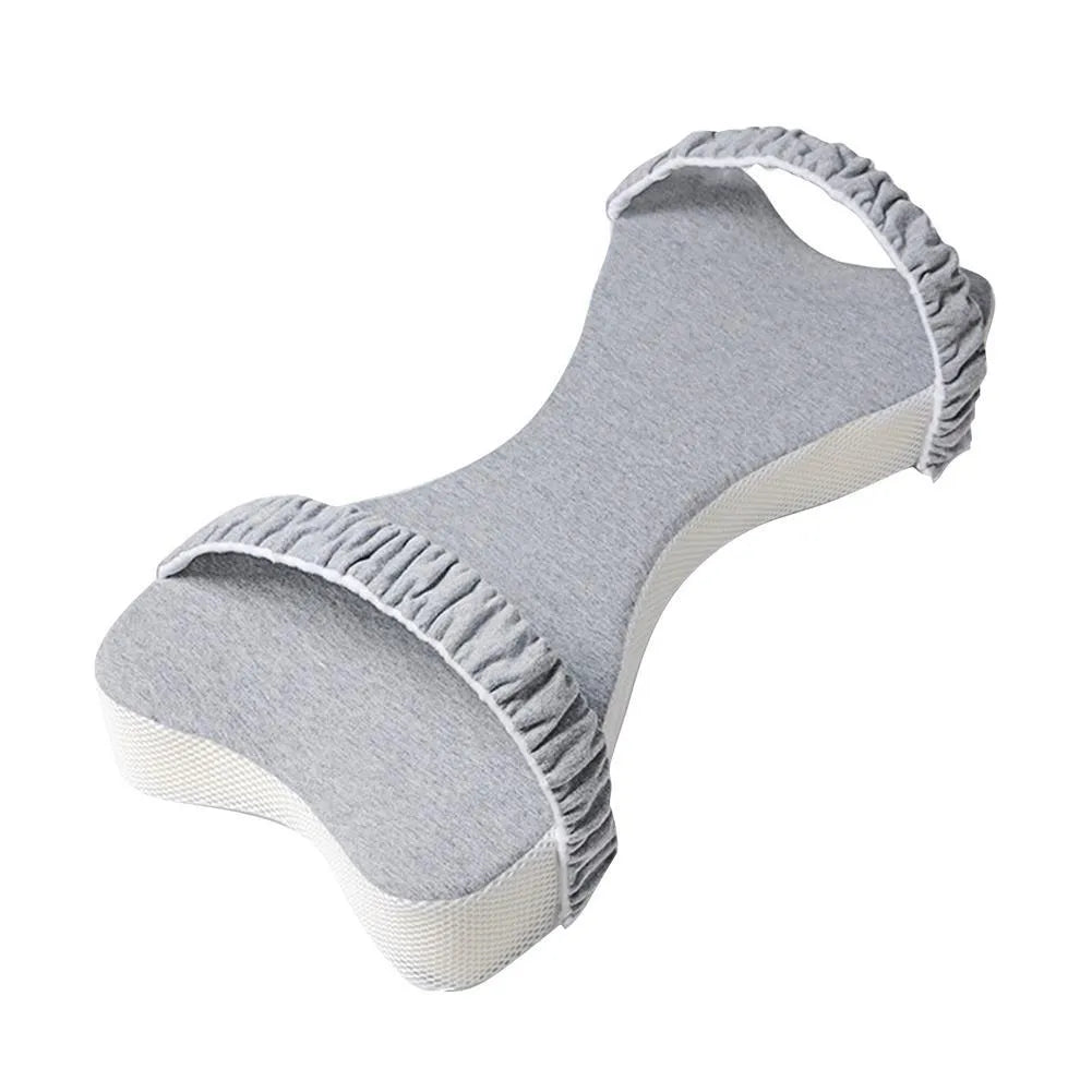 Memory cotton side sleeping knee pillow 70x37x9cm in light blue and light grey with pure cotton cover