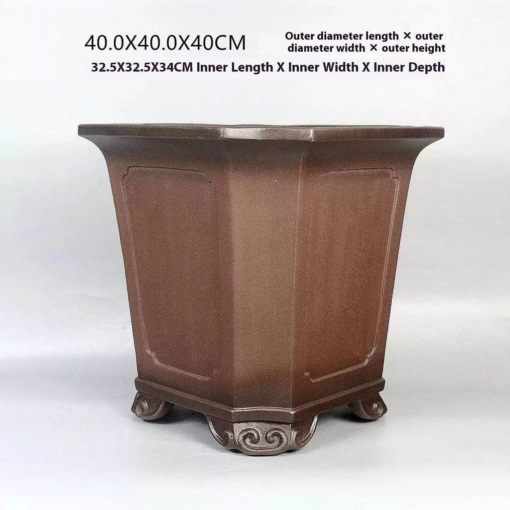 Ceramic antique style redware flowerpot in purple sand finish, 40x40x40cm, for household plants