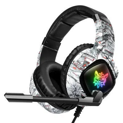 Wired gaming headset with RGB LED earcups, noise-reducing microphone and 3.5mm plug in black, grey or white