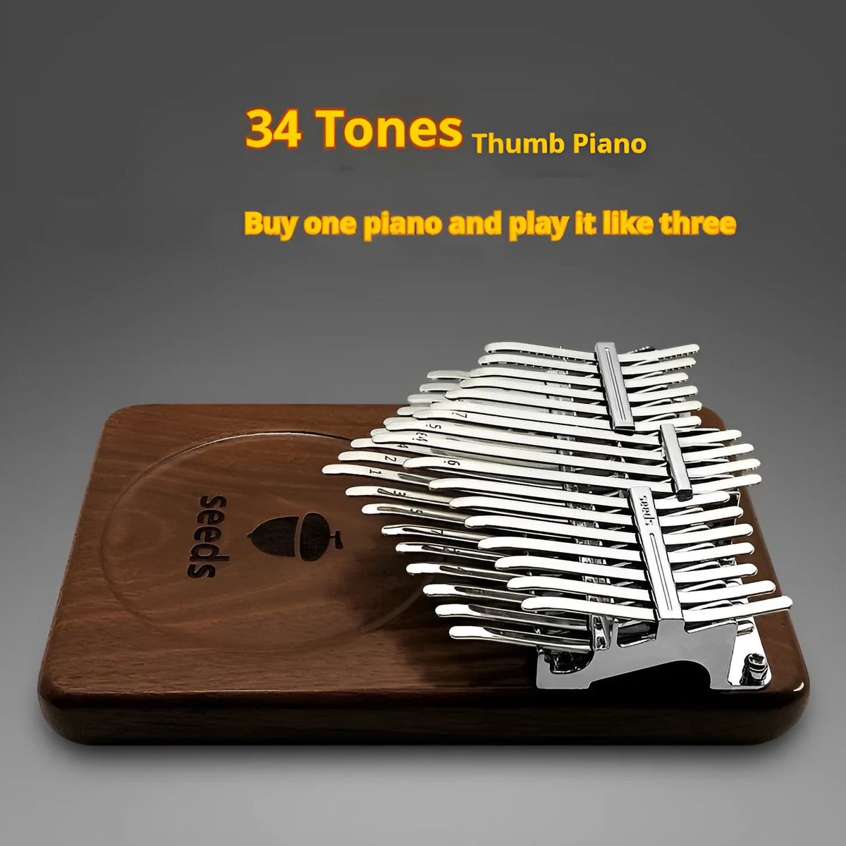 34-tone black walnut Pisces double-layer plate finger piano in C key with chromatic layout