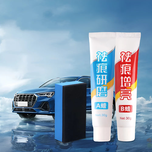 Car repair wax kit with scratch removal polish, brightening wax and frosted sponge mop