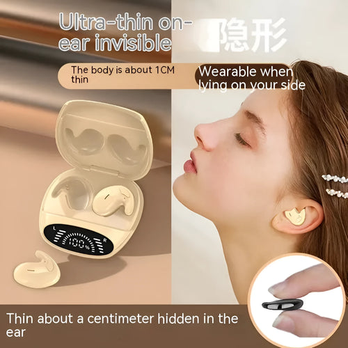 Binaural Bluetooth headset with noise reduction in black, featuring ear-sticking design and Jerry chip for wireless calls up to 10 metres