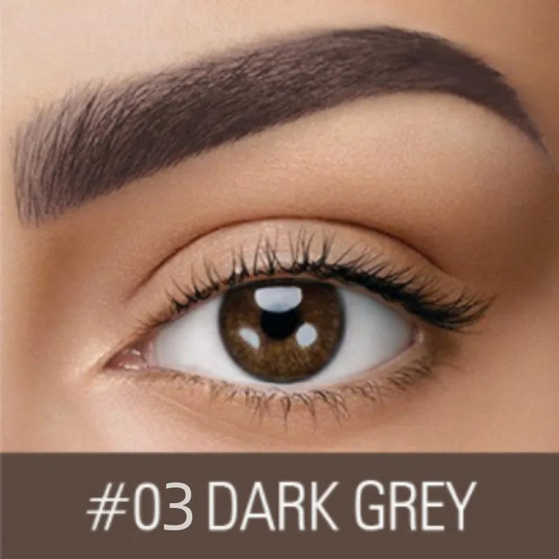 Waterproof brow cream in dark grey and golden yellow shades for quick-drying, long-lasting eyebrows