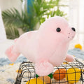 Polar ocean underwater world seal plush toy in gray, 25cm tall, on a white background