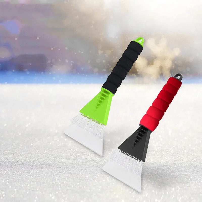 Multifunctional snow shovel with brush, ABS plastic, green or red, 25.4 x 13.4 cm, 66 g winter tool