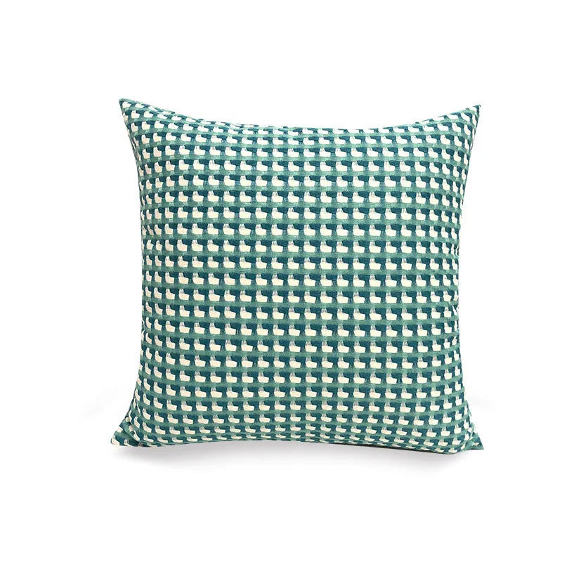 Modern minimalist 45x45cm yarn-dyed Tihua cushion cover with geometric abstract pattern in colourfast orange