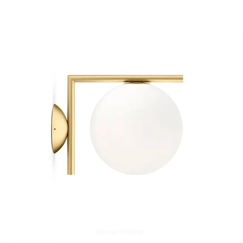 Glass wall lamp in brass finish for bedroom bedside corridor lighting Nordic style 220V