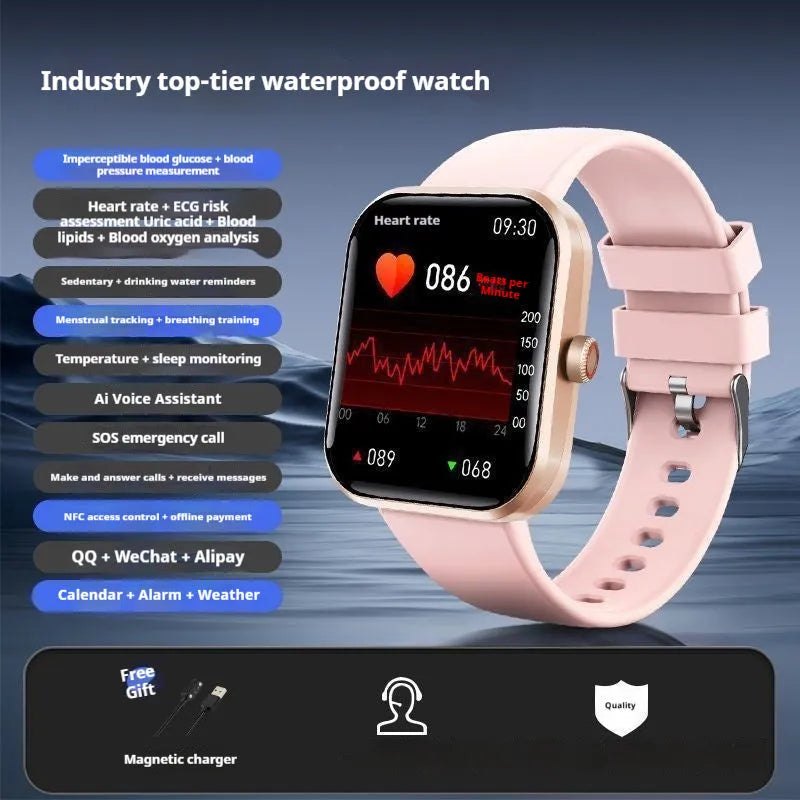 Smart Bluetooth call sports bracelet with TFT screen, black plastic, health monitoring features
