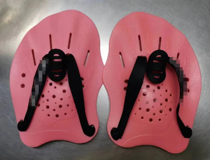 Pair of webbed arm swim training paddles for freestyle stroke development in multiple colour options