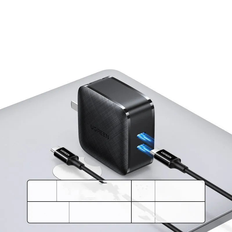 UGreen 65W GaN four-port PD charger with folding plug, black, PC fireproof shell