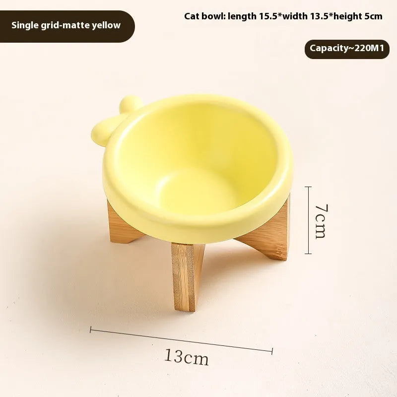 Porcelain cat drinking water bowl in bright red single grid configuration on surface