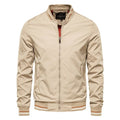 Men's striped zip-up jacket with pockets in Army Green, polyester and nylon, casual sports outerwear