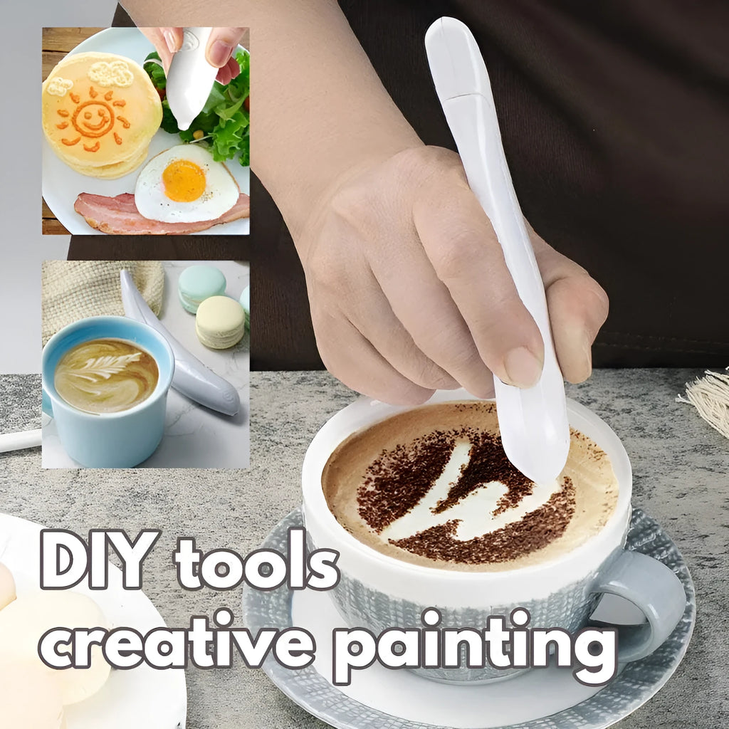 Electric coffee drawing pen in five colours – yellow, red, pink, white, green – for food decoration