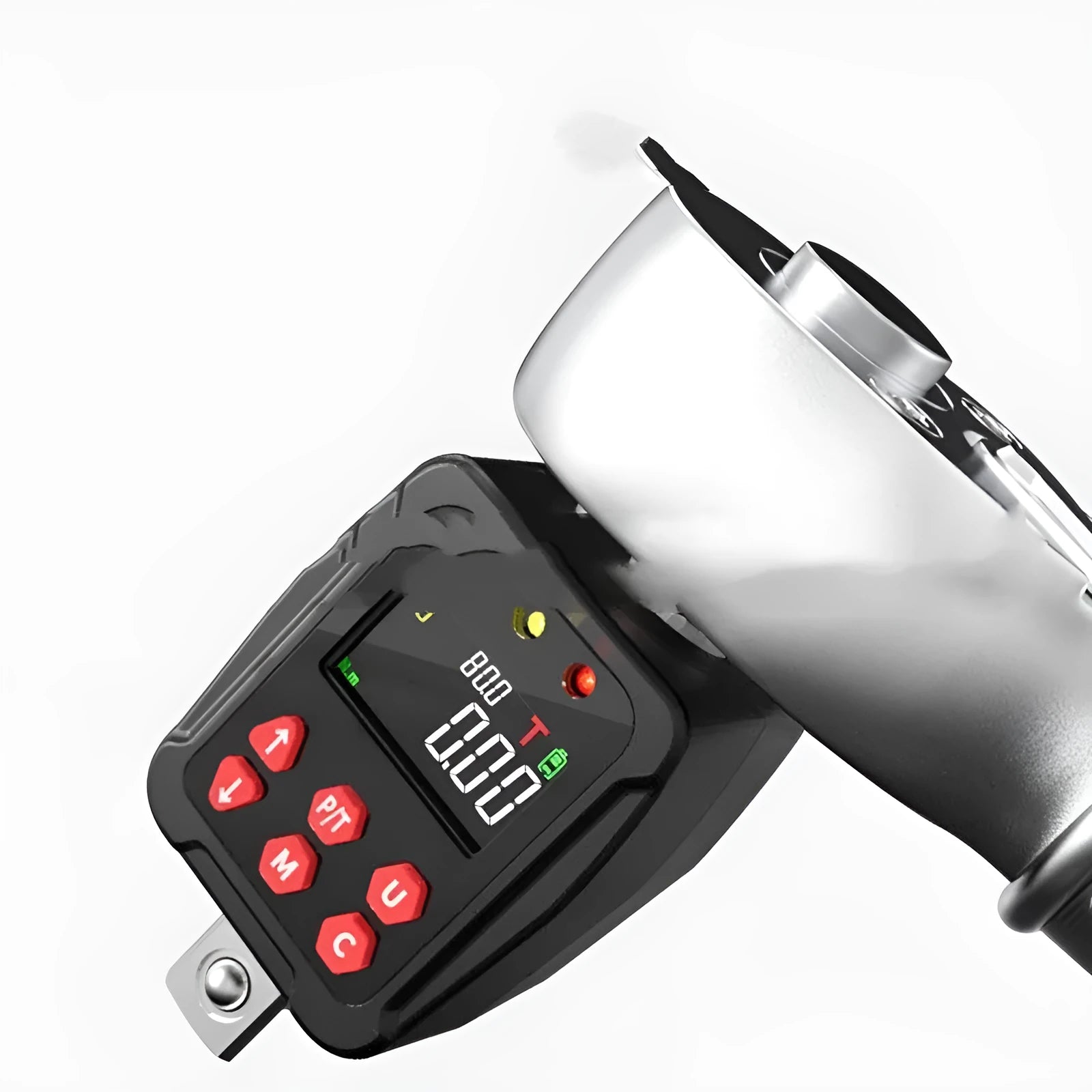 Digital torque meter with LCD display showing torque measurement, 1/2 inch square drive