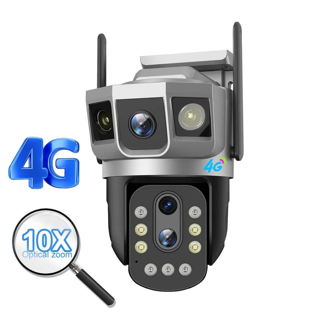 V380 outdoor smart security camera with 4G connectivity and 10x zoom lens