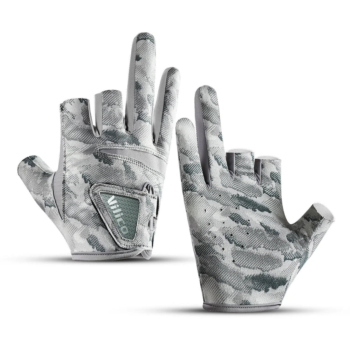 Exposed three-finger fishing gloves in black or gray, polyester non-slip summer sun protection, sizes M and L