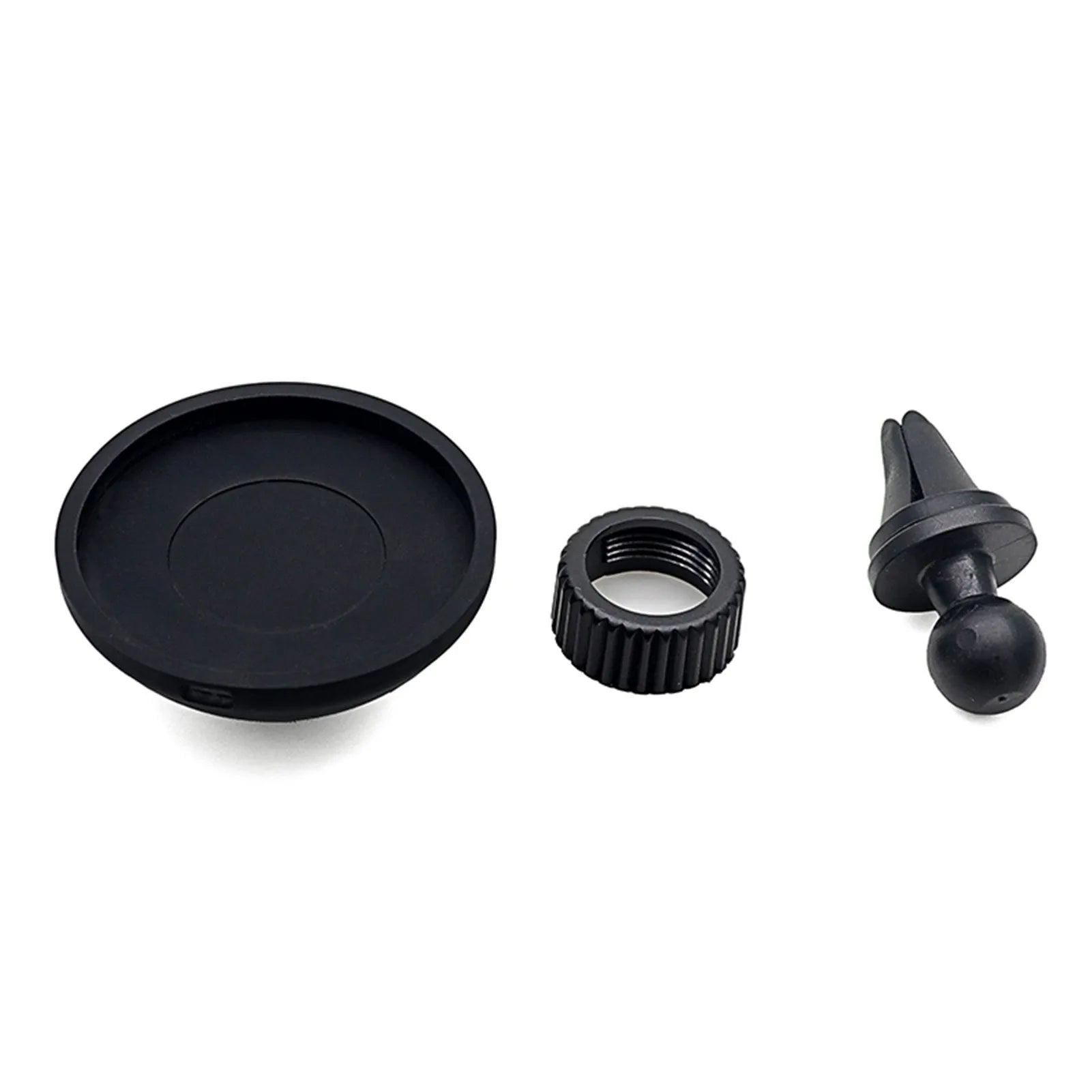 Black car mobile phone holder with magnetic charger for dashboard or air vent mounting